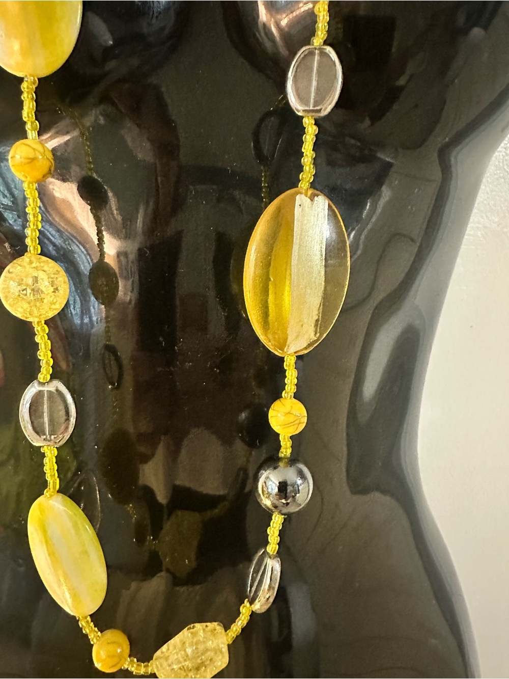 Handcrafted Yellow Beaded Long Necklace - Women Jewelry - Picture 2 of 3